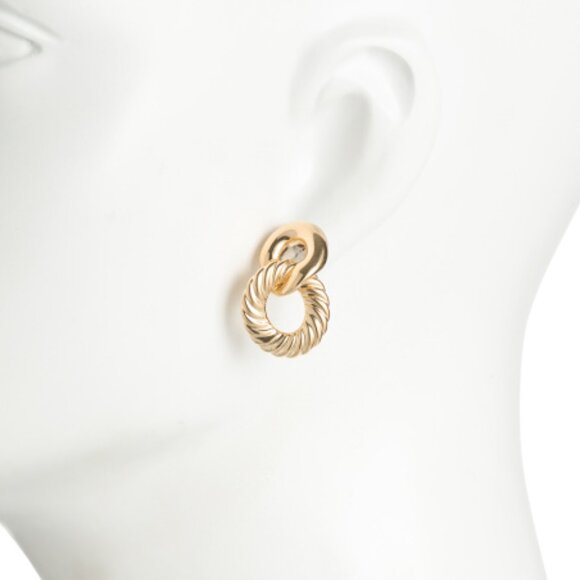MILOR GOLD Made In Italy 14kt Gold Braided Double Hoop Earrings